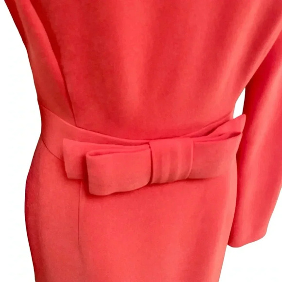 Reiss Genie Dress 4 Bright Orange Bow Waist Long Sleeve Cocktail Party Dress - Picture 5 of 15